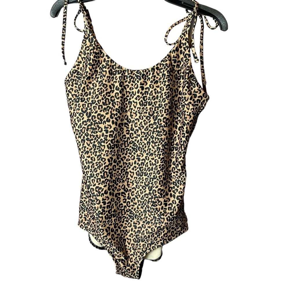 Albion Leopard Print Black Tan One Piece XL